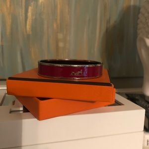 Hermès Scarf Print Bangle Burgundy/Red